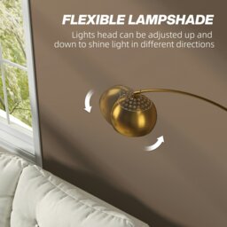 Rackhams Arc Floor Lamp for Living Room, Free Standing Tall Lamp, Gold Tone - Gold Tone - thumbnail 4
