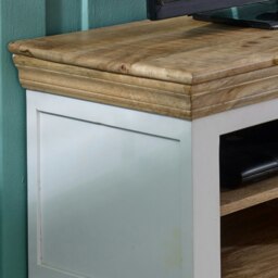 Rackhams Milano Solid Mango Wood Small TV Cabinet White - 110 cm - 50 cm - Wood - thumbnail 5