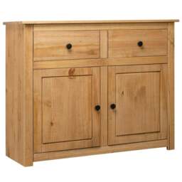 Rackhams Sideboard 93x40x80 cm Solid Pinewood Panama Range - Brown - Solid pine wood