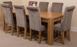 Rackhams Kuba Extra Large Oak Dining Table with Washington Fabric Chairs - 10 chairs - Beige - thumbnail 3