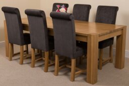 Rackhams Kuba Extra Large Oak Dining Table with Washington Fabric Chairs - 10 chairs - Beige - thumbnail 5