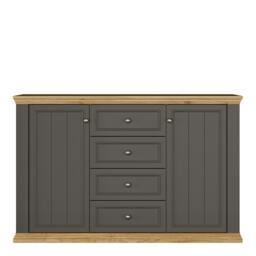 Rackhams Pontypool 4 Drawer & 2-Door Sideboard in Grey and Mauvella Oak - W 148.6 X  H 95.3 X  D 43.5cm - Grey & Mauvella Oak - 1 - thumbnail 3