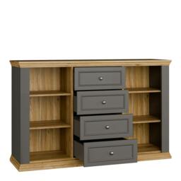 Rackhams Pontypool 4 Drawer & 2-Door Sideboard in Grey and Mauvella Oak - W 148.6 X  H 95.3 X  D 43.5cm - Grey & Mauvella Oak - 1 - thumbnail 6