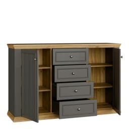 Rackhams Pontypool 4 Drawer & 2-Door Sideboard in Grey and Mauvella Oak - W 148.6 X  H 95.3 X  D 43.5cm - Grey & Mauvella Oak - 1 - thumbnail 5
