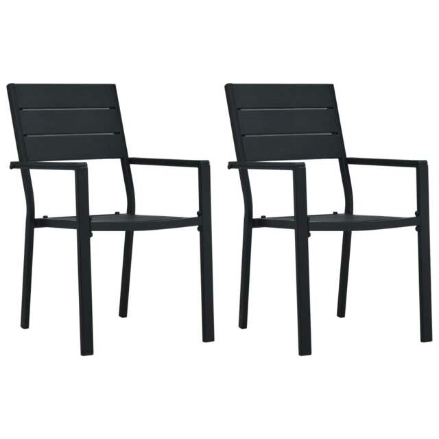 Rackhams Garden Chairs 2 pcs Black HDPE Wood Look