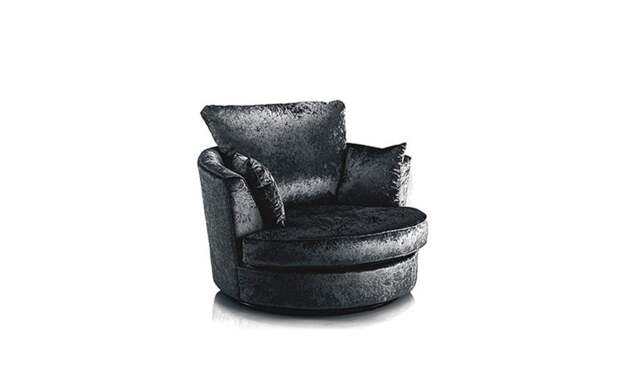 Rackhams Dylan Crushed Velvet Fabric Swivel Chair Armchair in Black - Black
