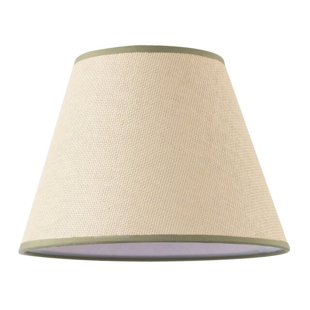 Rackhams Classic Rattan Tweed Lamp Shade with Olive Green Cotton Fabric Trims - image 1