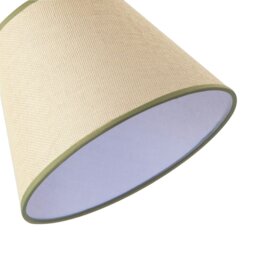 Rackhams Classic Rattan Tweed Lamp Shade with Olive Green Cotton Fabric Trims - thumbnail 5