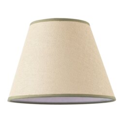 Rackhams Classic Rattan Tweed Lamp Shade with Olive Green Cotton Fabric Trims - thumbnail 1