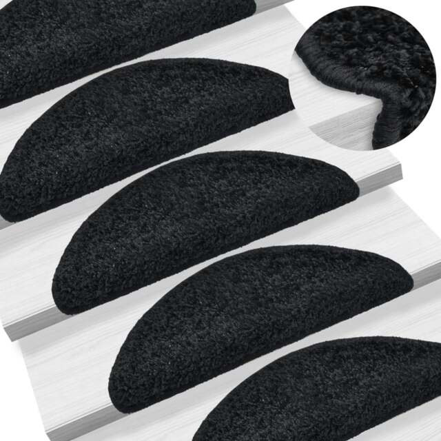 Rackhams Stair Mats 10 pcs 65x21x4 cm Black