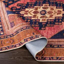 Rackhams Amelie-Washable Orange Pink Traditional Vintage Boho Rug - 160 x 220 cm - thumbnail 4