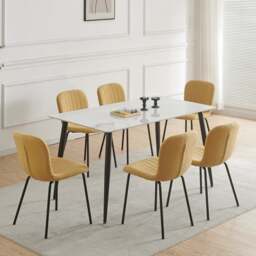 Rackhams Set of 6 Teddy Faux Fur Stitched Design Dining Chairs Bella - Blue - thumbnail 3