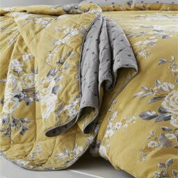 Rackhams Canterbury Floral Reversible Quilted Bedspread - 220 x 230 cm - Blush Pink - 52% Polyester 48% Cotton - thumbnail 2