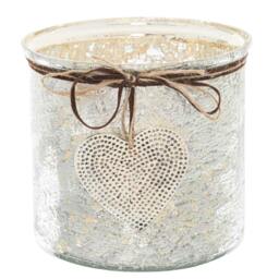 Rackhams Hammered Heart Charm Candle Holder - Silver - Silver - 15cm x 16cm x 16cm - 100% Mixed