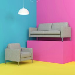 Rackhams Fabry Armchair in Fabric Grey with Steel Legs - thumbnail 2