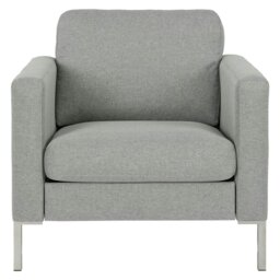 Rackhams Fabry Armchair in Fabric Grey with Steel Legs