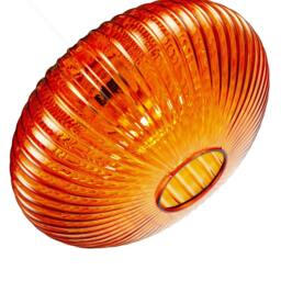 Rackhams Modern Designer Orange Line Ribbed Glass Oval Pendant Lamp Shade - thumbnail 4