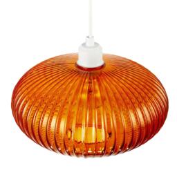 Rackhams Modern Designer Orange Line Ribbed Glass Oval Pendant Lamp Shade - thumbnail 3