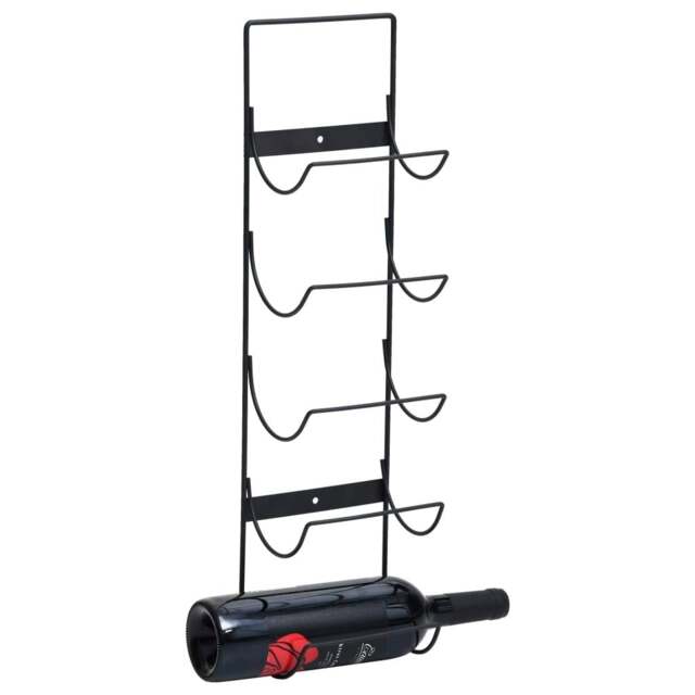 Rackhams Wall Mounted Wine Rack for 5 Bottles Black Iron