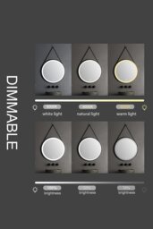 Rackhams D60cm Round Metal LED Mirror with Hanging Strap - Black - thumbnail 5
