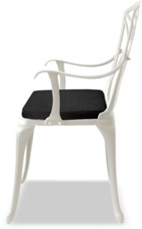Rackhams OSHOWA Luxurious Garden and Patio Table and 2 Large Chairs with Armrests Cast Aluminium Bistro Set - White with Black Cushions - thumbnail 4