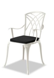 Rackhams OSHOWA Luxurious Garden and Patio Table and 2 Large Chairs with Armrests Cast Aluminium Bistro Set - White with Black Cushions - thumbnail 5