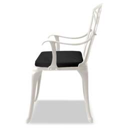 Rackhams OSHOWA Luxurious Garden and Patio Table and 2 Large Chairs with Armrests Cast Aluminium Bistro Set - White with Black Cushions - thumbnail 3