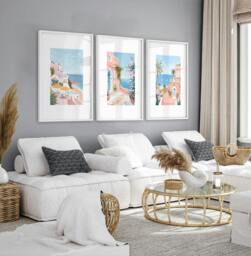 Rackhams Large Wall Pictures Living Room - Set of 3 Beach Decor Wall art Prints - 16 x 22 inches / 40.65 cm x 56 cm - Polyester Canvas 260 gsm - Canvas wrapped - thumbnail 3