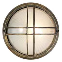 Rackhams Black/Gold Die Cast Aluminium Outdoor Circular Bulkhead Porch or Wall Light - thumbnail 2