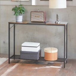 Rackhams 2-Tier Industrial Console Table With Metal Frame Rustic Brown - thumbnail 4