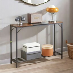 Rackhams 2-Tier Industrial Console Table With Metal Frame Rustic Brown