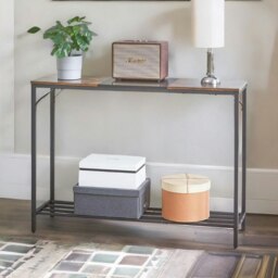 Rackhams 2-Tier Industrial Console Table With Metal Frame Rustic Brown - thumbnail 5