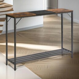 Rackhams 2-Tier Industrial Console Table With Metal Frame Rustic Brown - thumbnail 3