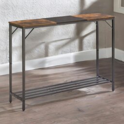Rackhams 2-Tier Industrial Console Table With Metal Frame Rustic Brown - thumbnail 2
