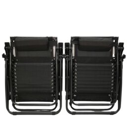 Rackhams Set of 2 Multi Position Garden Gravity Relaxer Chair Sun Lounger with Sun Canopy in Black - SunLoungers - thumbnail 5