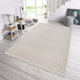 Rackhams Indoor - Outdoor Cream Raute Rug - 80X200 cm - thumbnail 6