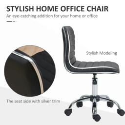 Rackhams Armless Task Desk Chair, Swivel Office Chair with Faux Leather, Adjustable Seat Height, Chrome Base, Wheels for Home, Black - thumbnail 5