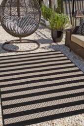 Rackhams County Stripe Black Rug – Indoor & Outdoor - 120X170 cm - thumbnail 4