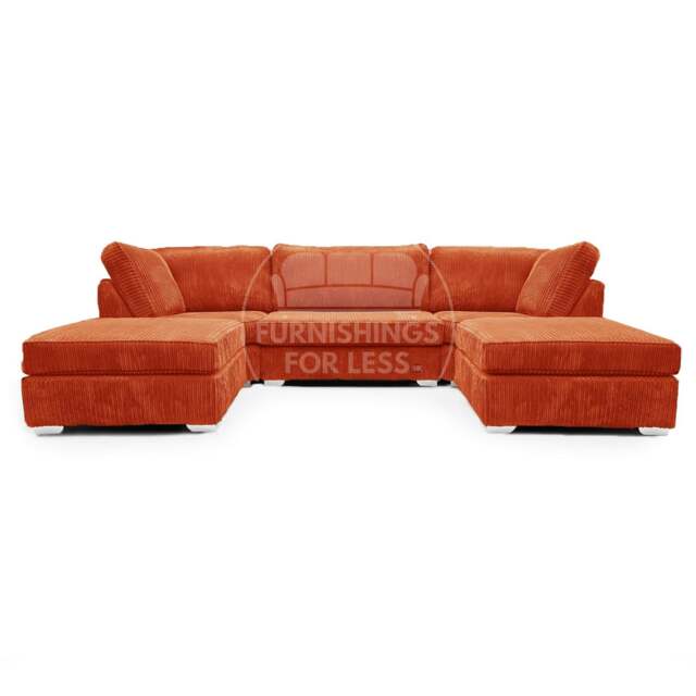 Rackhams Bishop U-Shaped Fullback Jumbo Cord Sofa - Orange - image 1