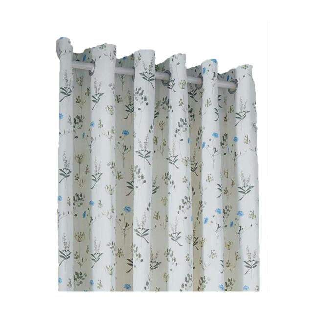 Rackhams Lined Meadow Eyelet Curtains - White/Cornflower - 168cm x 183cm - White/Cornflower - 100% Mixed - image 1