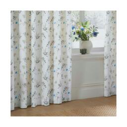 Rackhams Lined Meadow Eyelet Curtains - White/Cornflower - 168cm x 183cm - White/Cornflower - 100% Mixed - thumbnail 2
