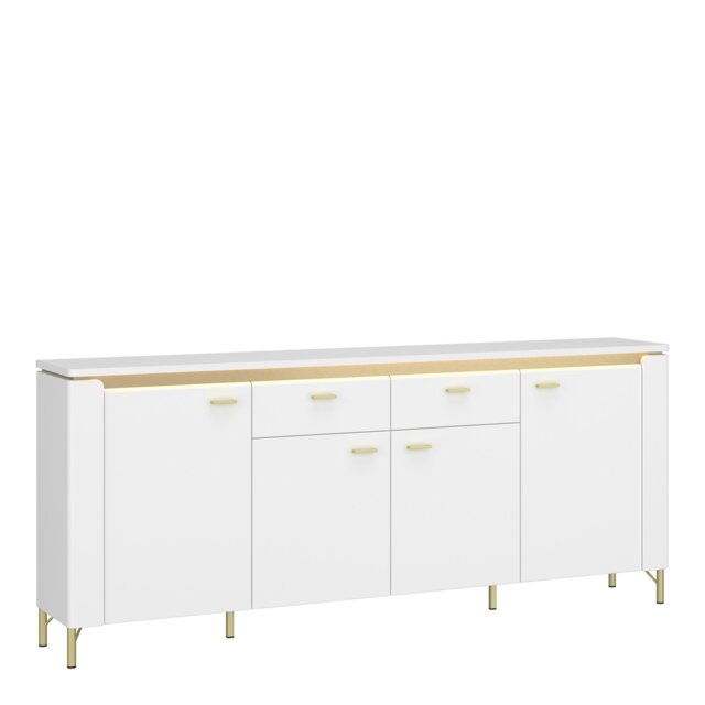 Rackhams Lazio Sideboard 4 Door 2 Drawer in Alpine White/White Gloss - White - 200.3 - 1 - image 1