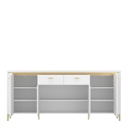 Rackhams Lazio Sideboard 4 Door 2 Drawer in Alpine White/White Gloss - White - 200.3 - 1 - thumbnail 2