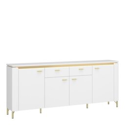 Rackhams Lazio Sideboard 4 Door 2 Drawer in Alpine White/White Gloss - White - 200.3 - 1