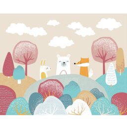 Rackhams Woodland Animals Wall Mural - Orange - Large - W350cm x H280cm - thumbnail 2