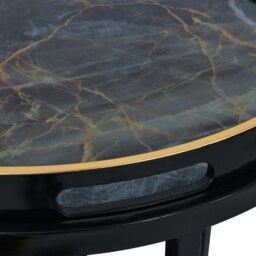 Rackhams Vesuvius Black and Gold Set of 2 Side Tray Tables with Removable Trays - thumbnail 6