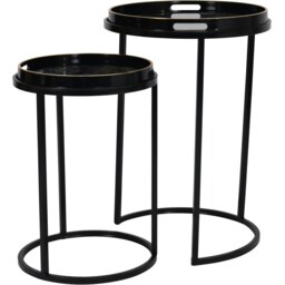 Rackhams Vesuvius Black and Gold Set of 2 Side Tray Tables with Removable Trays - thumbnail 5