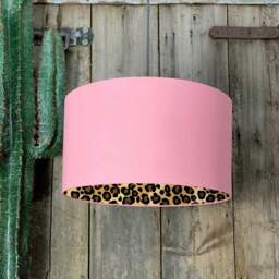 "Rackhams Leopard Print Silhouette Lampshade in Candy Floss Pink - Ceiling Pendant / Arc Lamp - 50cm Diameter x 30cm Height / (20"" x 12"")" - thumbnail 1