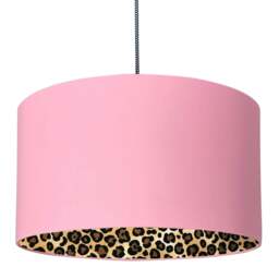"Rackhams Leopard Print Silhouette Lampshade in Candy Floss Pink - Ceiling Pendant / Arc Lamp - 50cm Diameter x 30cm Height / (20"" x 12"")" - thumbnail 2