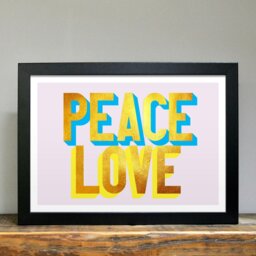 Rackhams Peace and Love golden words art print - White frame - thumbnail 2